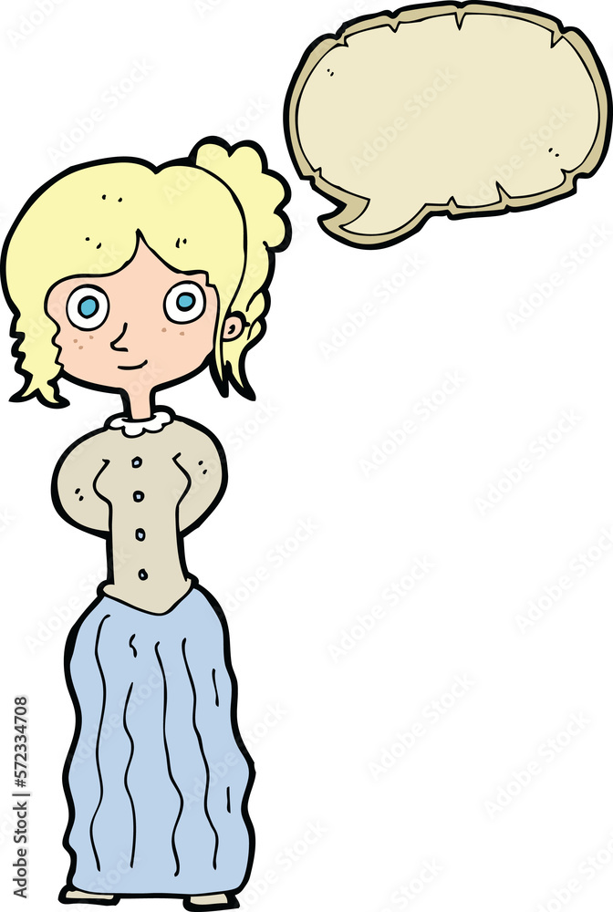 cartoon happy woman with speech bubble cartoon happy woman with speech bubble