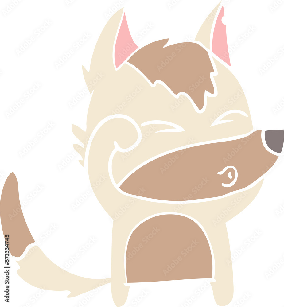 flat color style cartoon wolf pouting flat color style cartoon wolf pouting