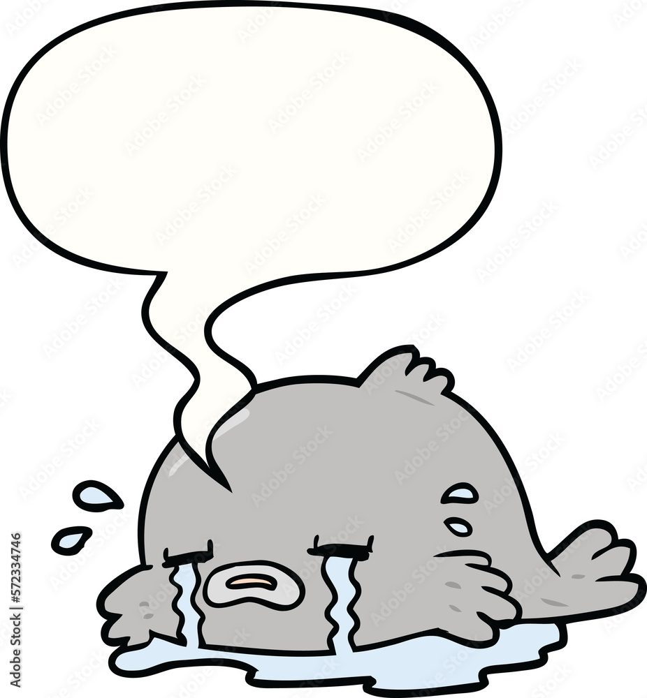 Fototapeta premium cartoon crying fish and speech bubble