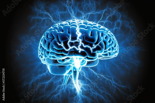 Mind blowing memory, human brain activity. Generative ai