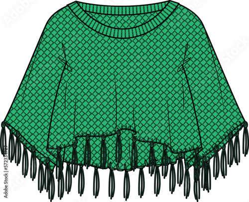 KID GIRLS AND TEENS WEAR PONCHO VECTOR