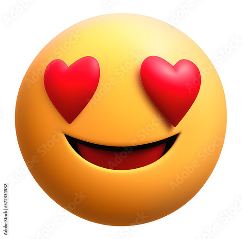 smiling face with heart eyes emoji expression icon graphic clip art isolated on white yellow face generative ai funny smiley smiling face