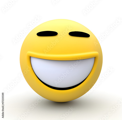 3D Rendering happy emoji with lips isolated on white background generative ai funny smiley smiling face