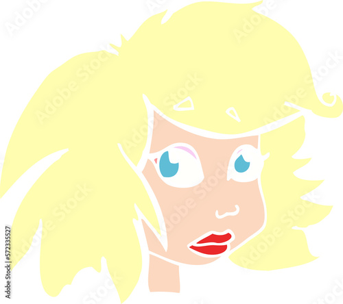 flat color illustration of a cartoon female face