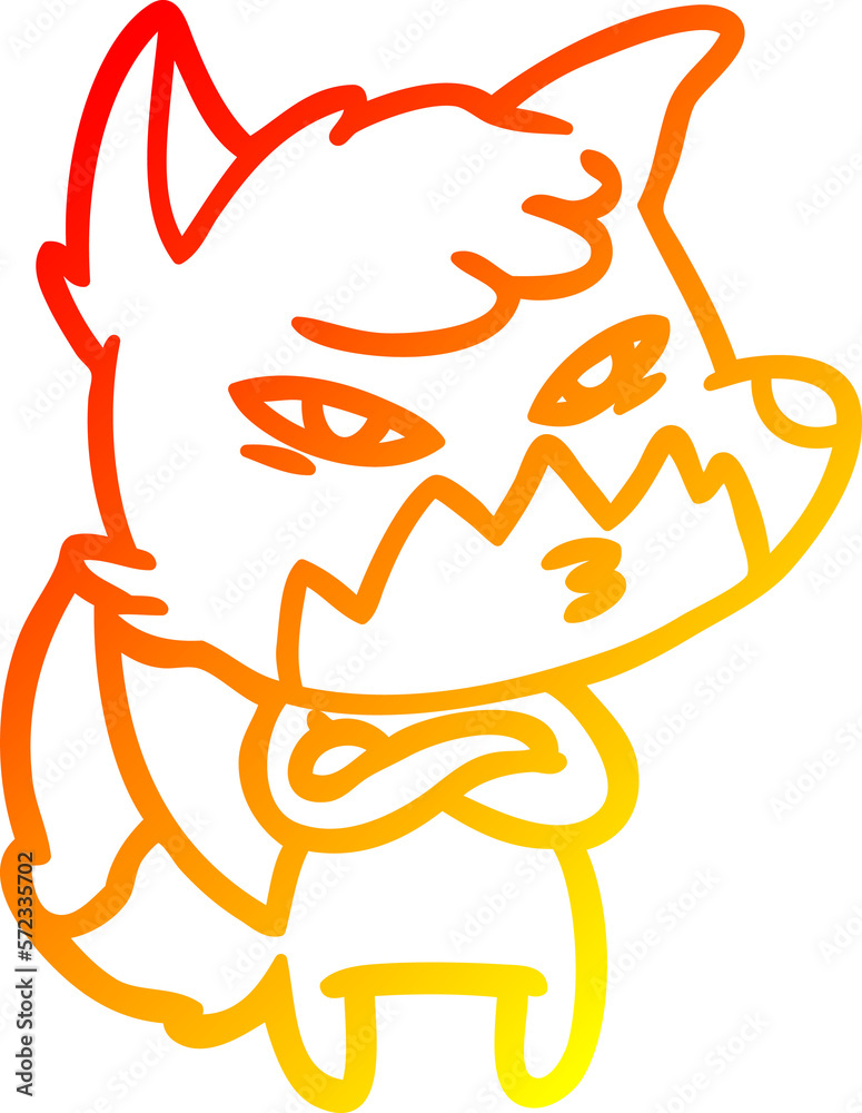 warm gradient line drawing clever cartoon fox warm gradient line drawing clever cartoon fox