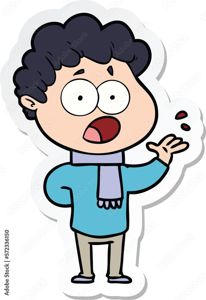 sticker of a cartoon man gasping in surprise