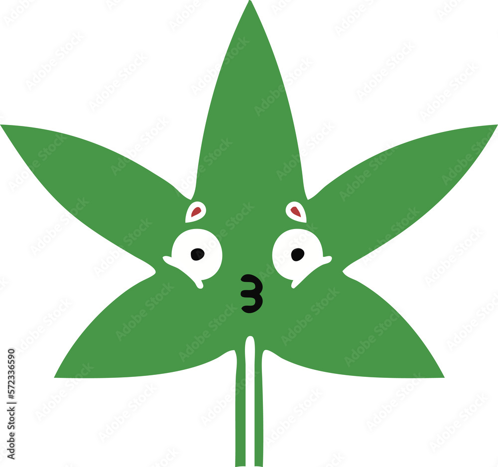 flat color retro cartoon marijuana leaf flat color retro cartoon marijuana leaf