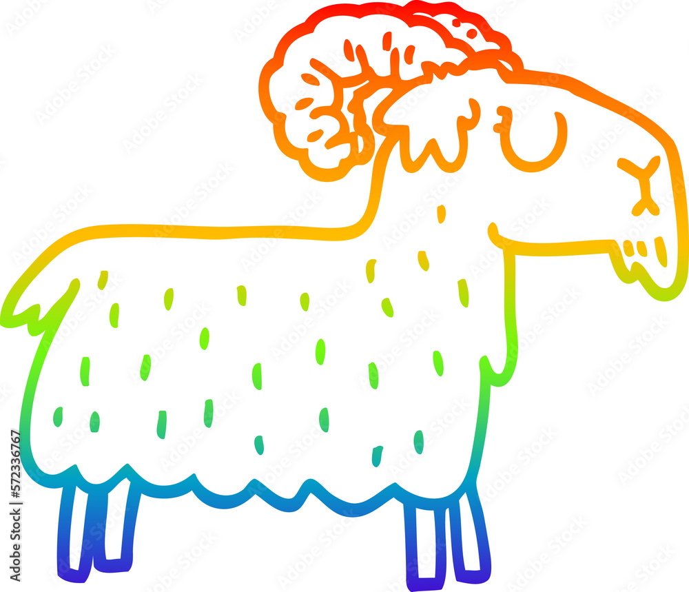 rainbow gradient line drawing cartoon stubborn goat rainbow gradient line drawing cartoon stubborn goat