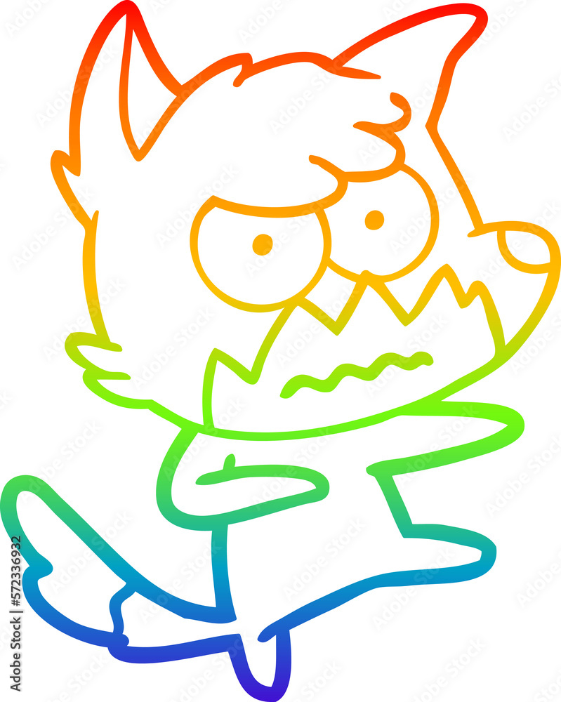Obraz premium rainbow gradient line drawing cartoon annoyed fox