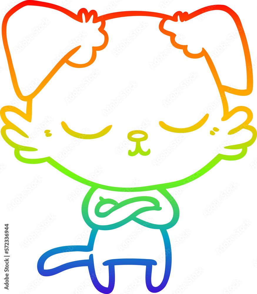 rainbow gradient line drawing cute cartoon dog