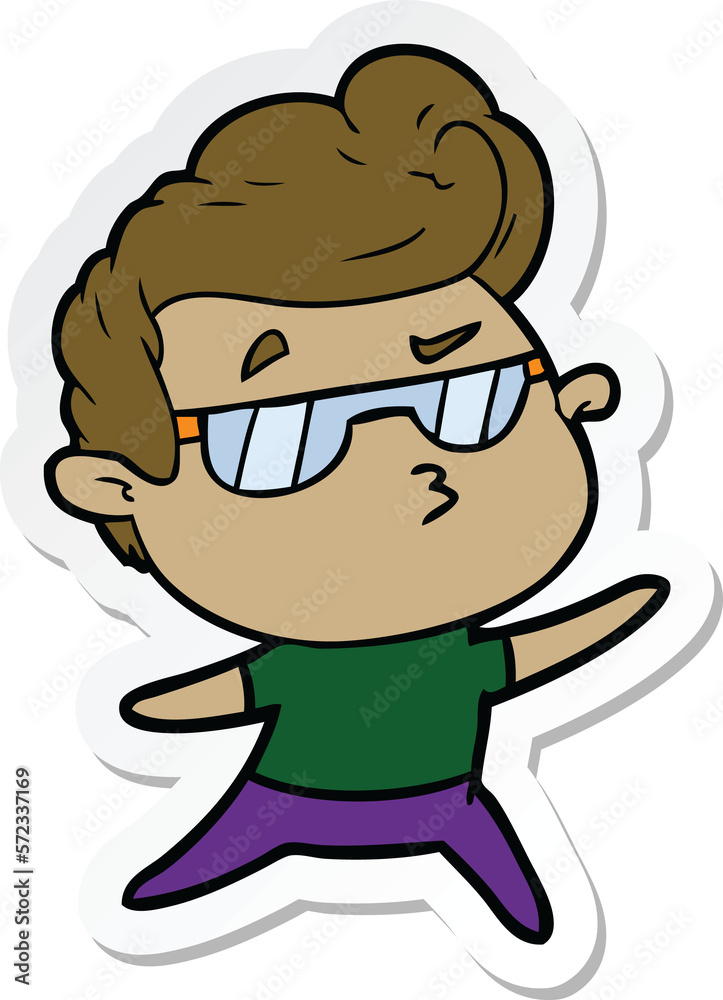 sticker of a cartoon cool guy