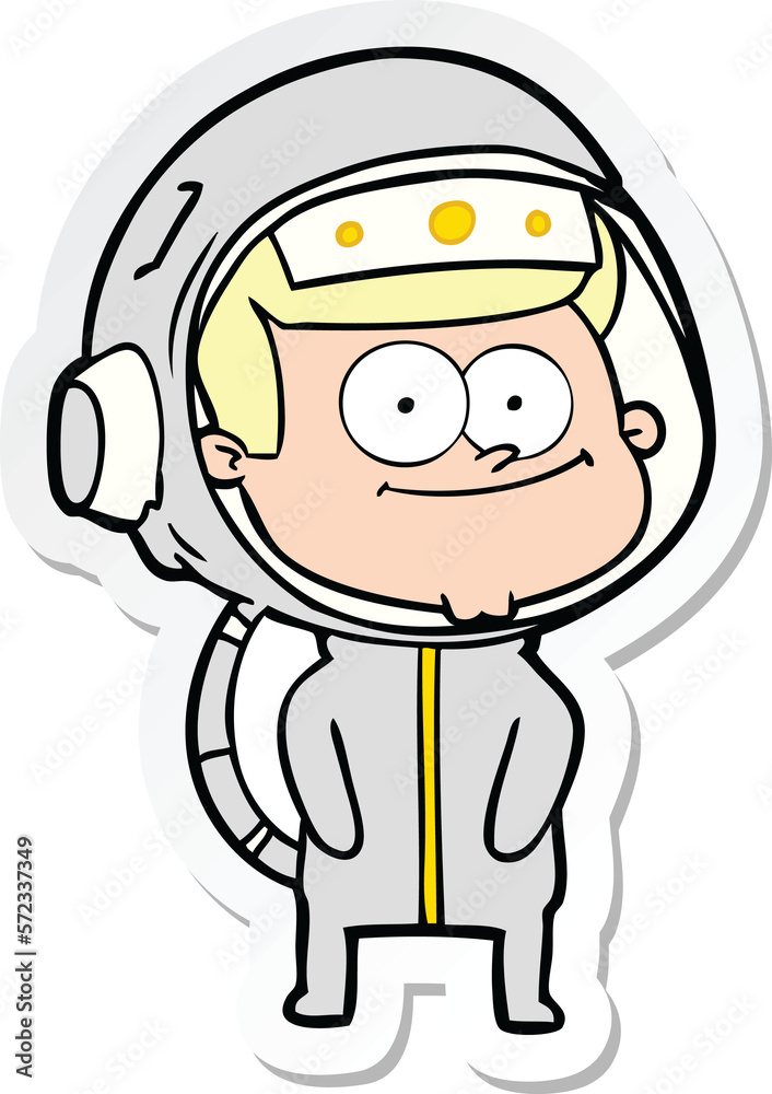 sticker of a happy astronaut cartoon sticker of a happy astronaut cartoon