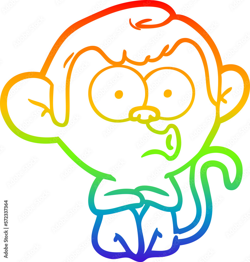 rainbow gradient line drawing cartoon hooting monkey rainbow gradient line drawing cartoon hooting monkey
