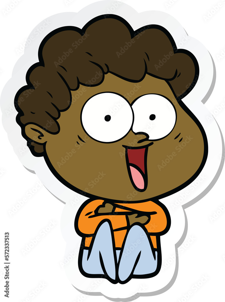 sticker of a excited man cartoon sticker of a excited man cartoon