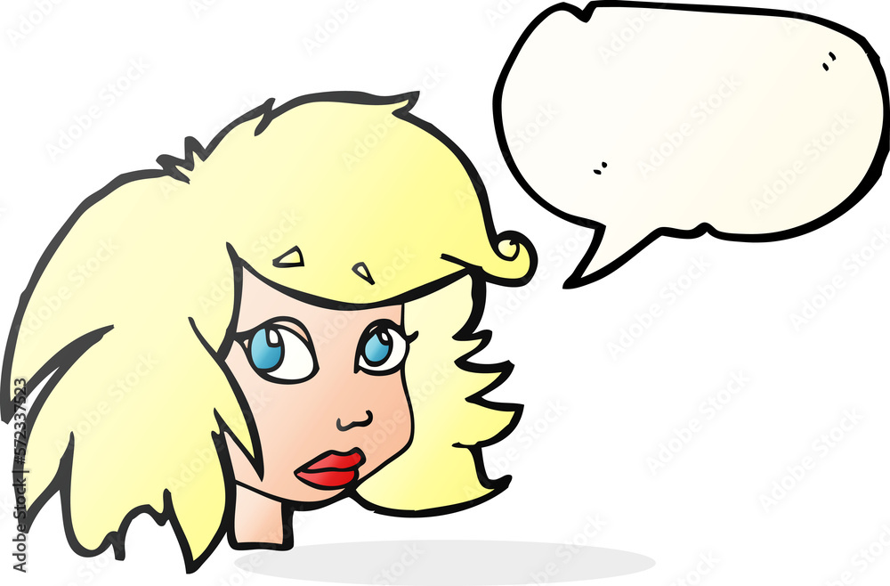 speech bubble cartoon female face