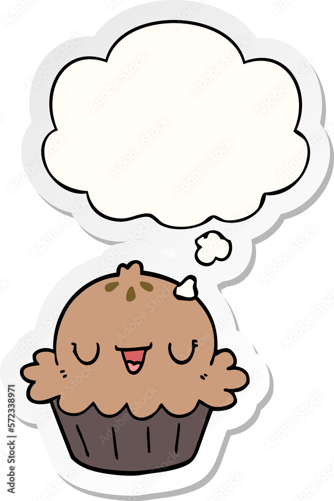 cute cartoon pie and thought bubble as a printed sticker cute cartoon pie and thought bubble as a printed sticker