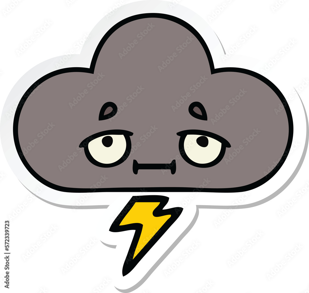sticker of a cute cartoon storm cloud sticker of a cute cartoon storm cloud