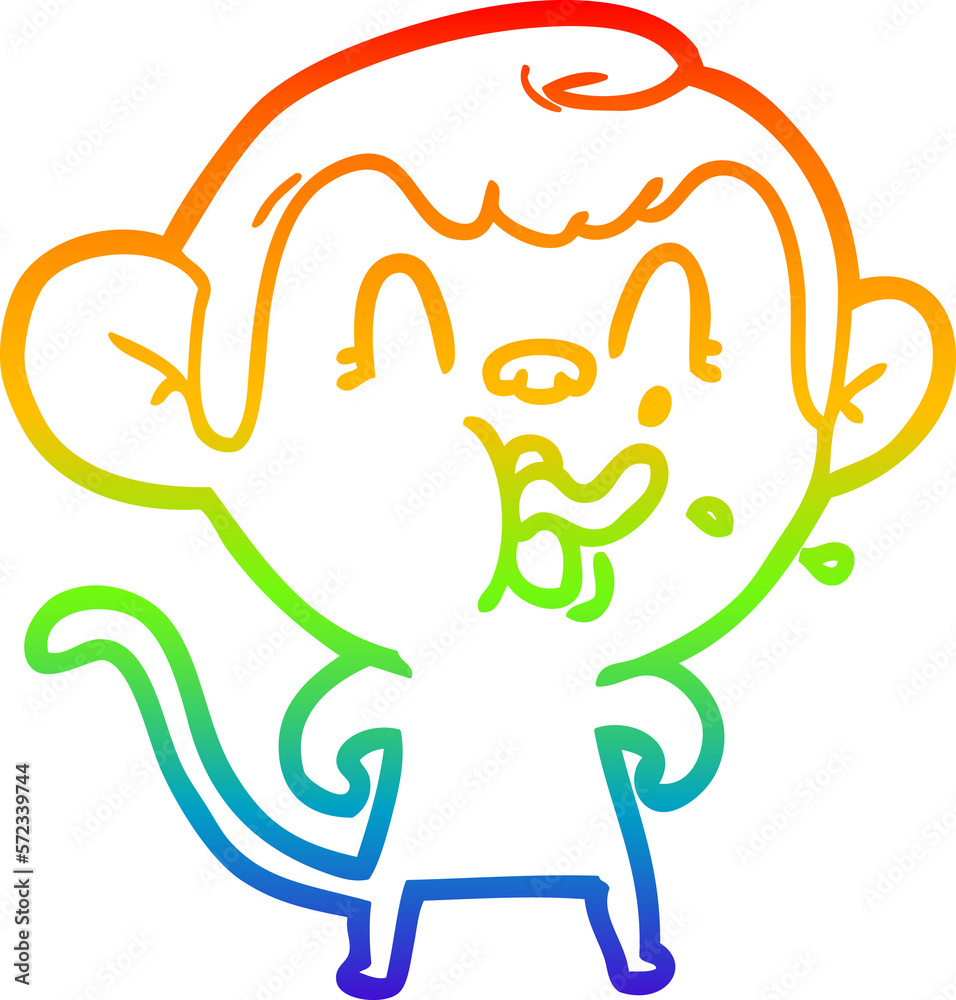 rainbow gradient line drawing crazy cartoon monkey rainbow gradient line drawing crazy cartoon monkey
