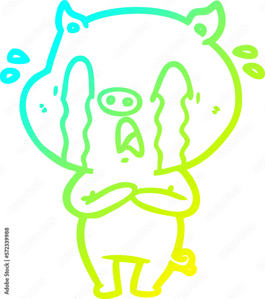 cold gradient line drawing crying pig cartoon cold gradient line drawing crying pig cartoon
