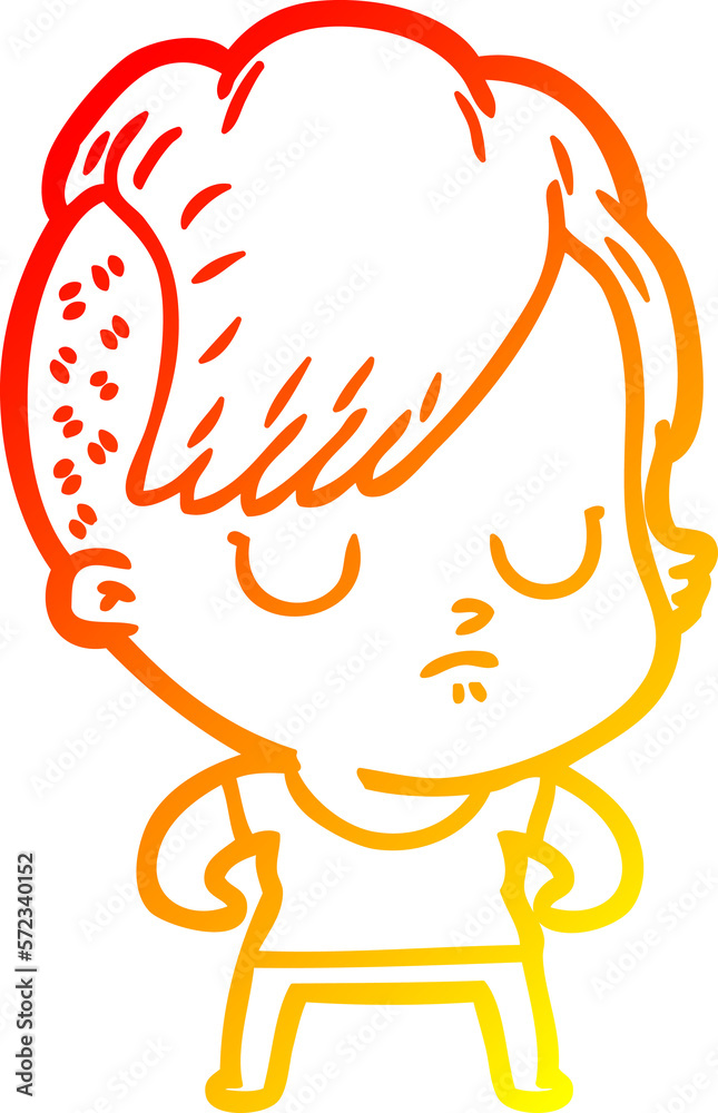 warm gradient line drawing cartoon woman