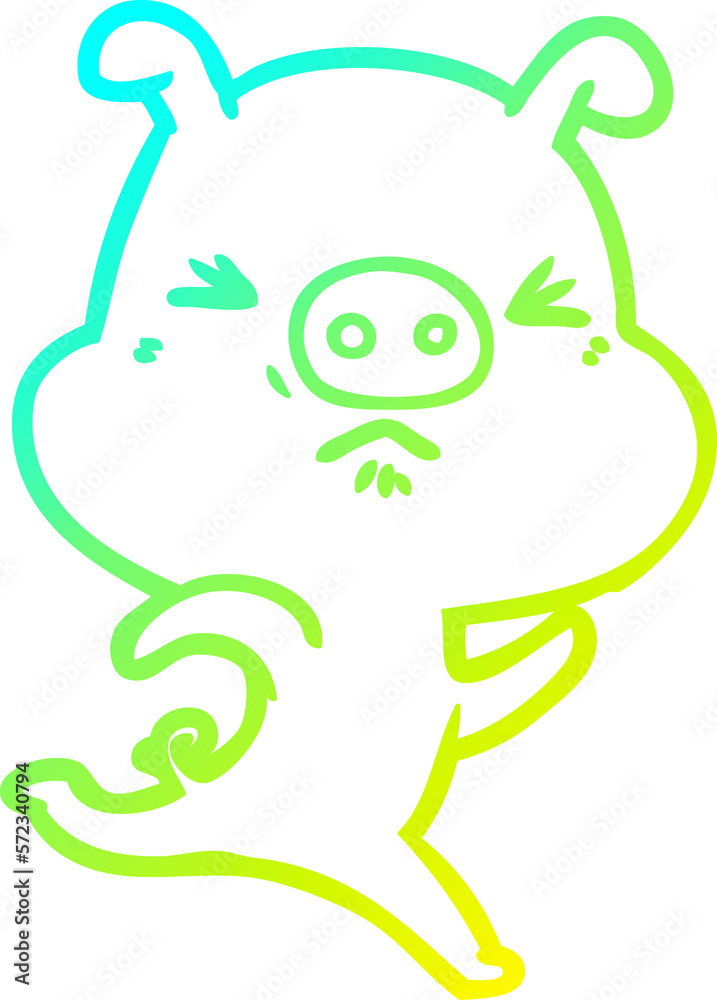 cold gradient line drawing cartoon annoyed pig running cold gradient line drawing cartoon annoyed pig running