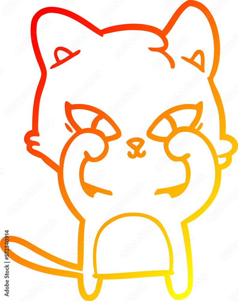 warm gradient line drawing cute cartoon cat warm gradient line drawing cute cartoon cat