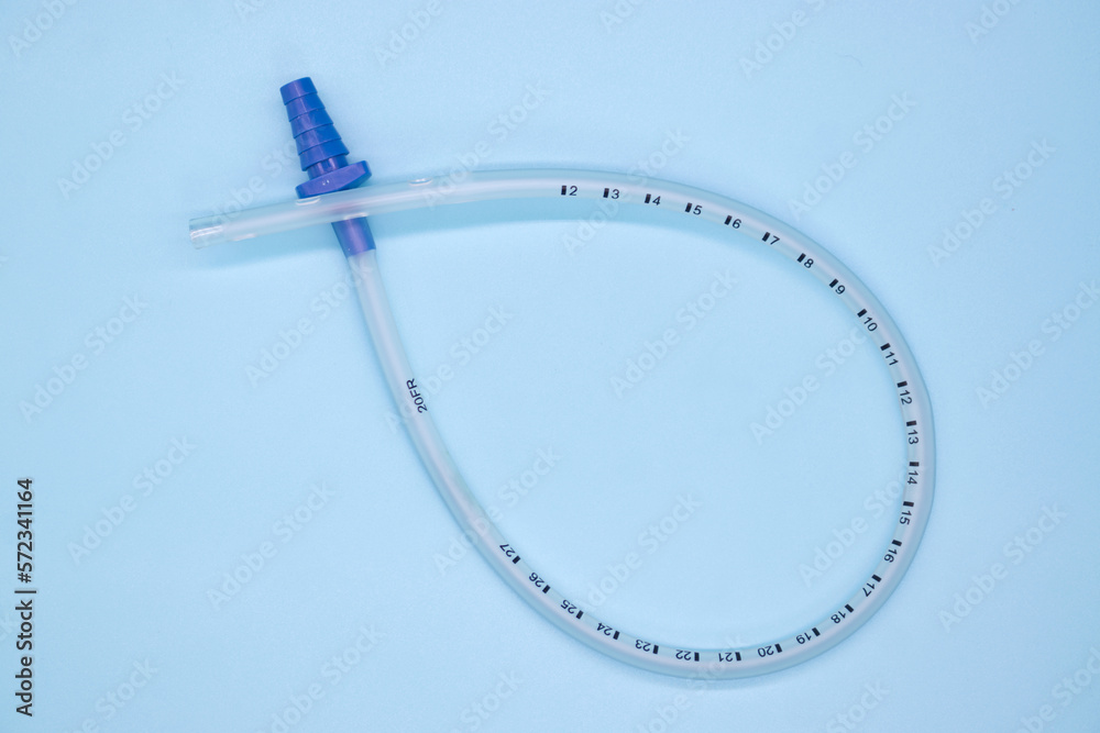 Intercostal drainage tube on blue background,it is equipment use for ...