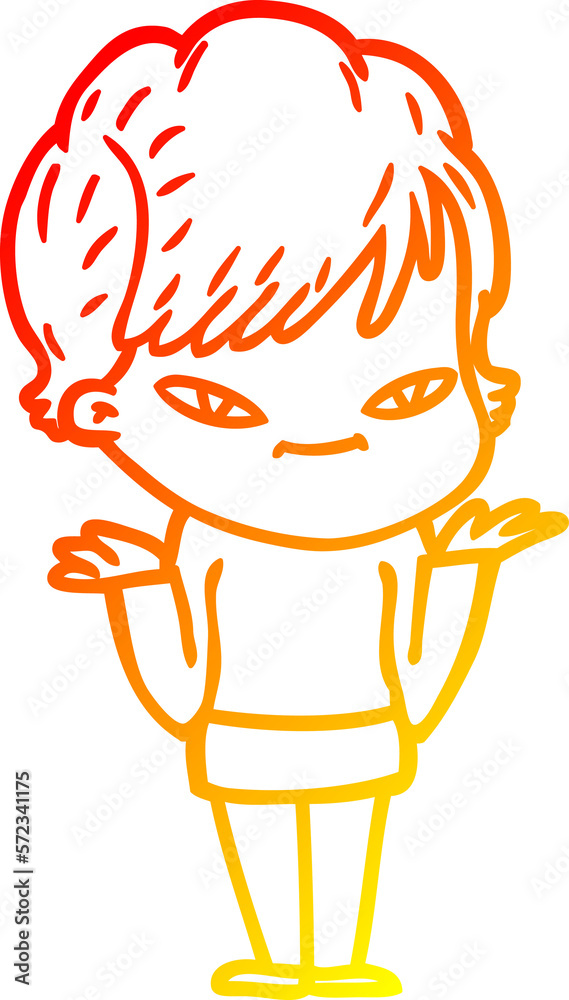warm gradient line drawing cartoon happy woman warm gradient line drawing cartoon happy woman