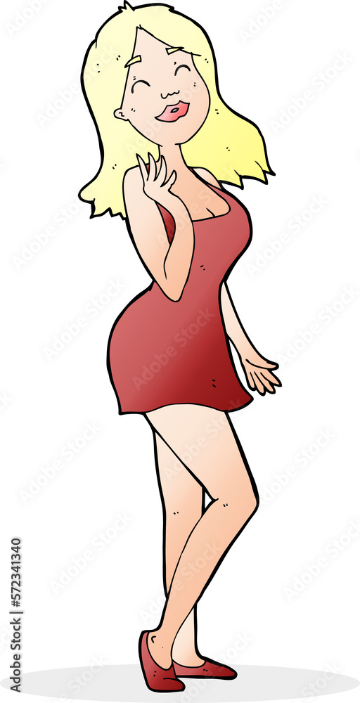 cartoon pretty woman in cocktail dress cartoon pretty woman in cocktail dress