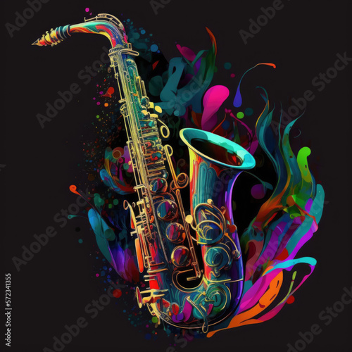 A Surreal Illustration of a Color Saxophone