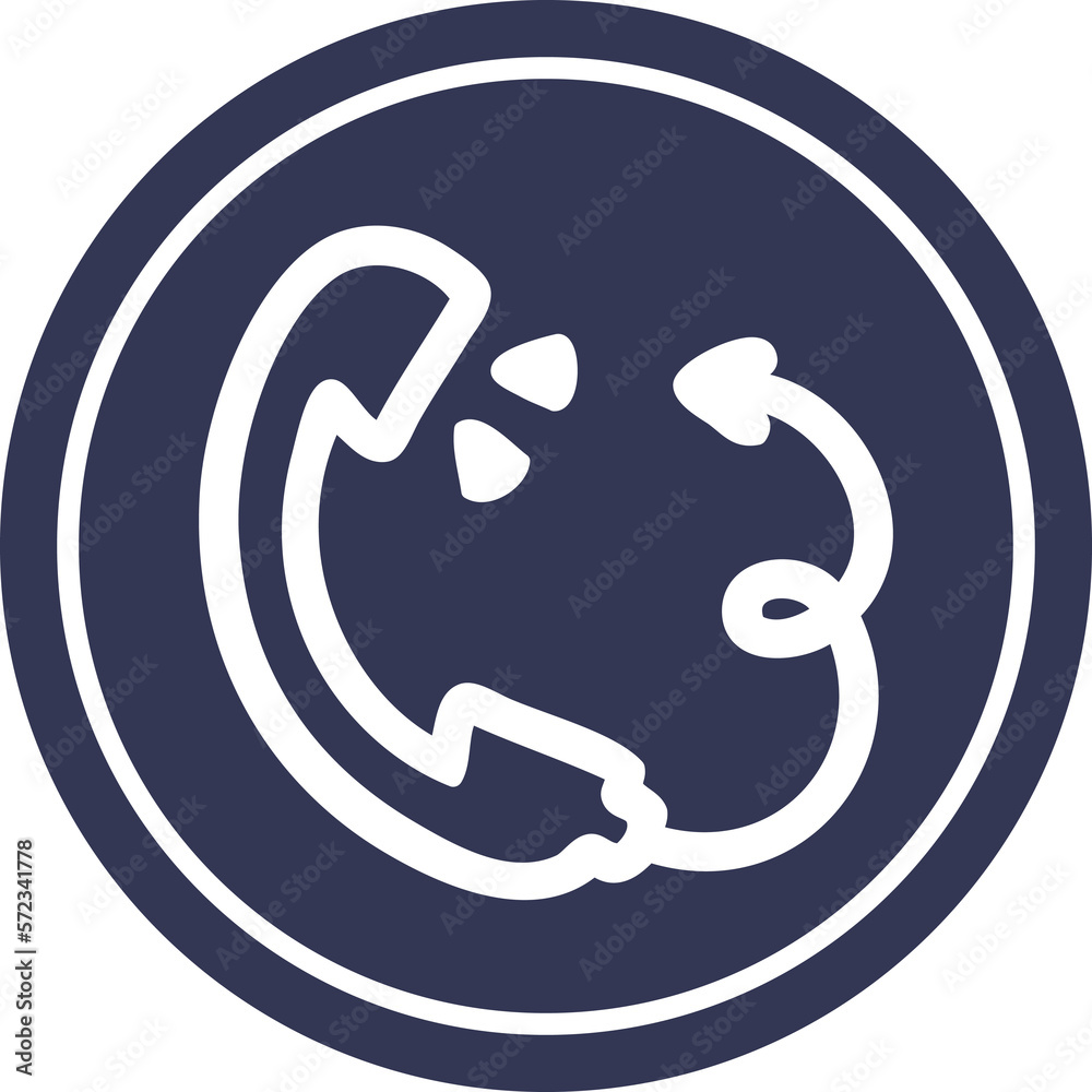 telephone handset with devil tail circular icon