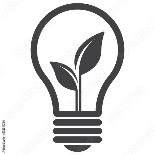 eco light bulb with leaf icon, solid icons