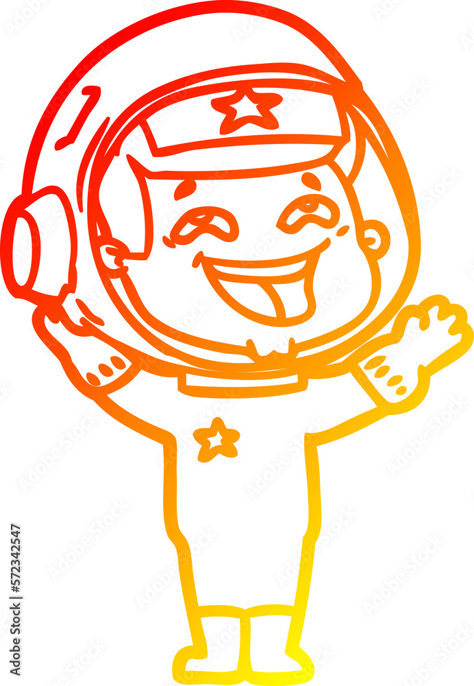 warm gradient line drawing cartoon laughing astronaut warm gradient line drawing cartoon laughing astronaut