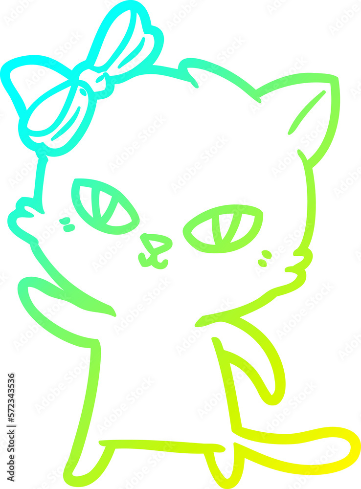 cold gradient line drawing cute cartoon cat cold gradient line drawing cute cartoon cat