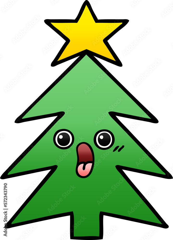 Fototapeta premium gradient shaded cartoon christmas tree