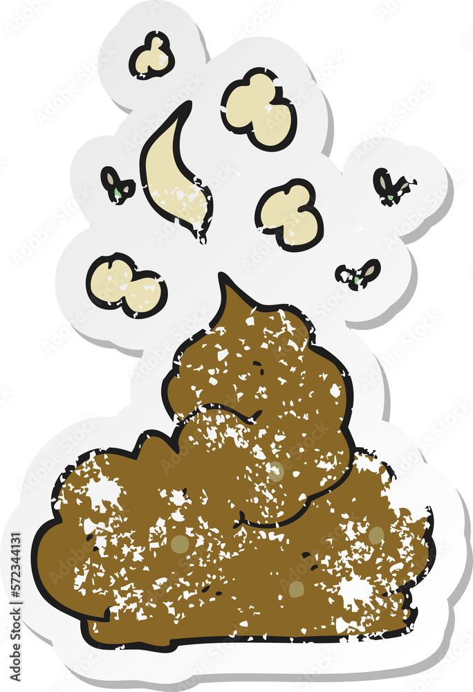 retro distressed sticker of a cartoon gross poop retro distressed sticker of a cartoon gross poop