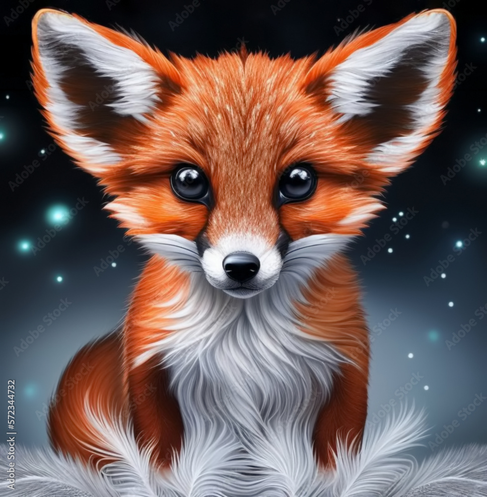 Obraz premium Cute and adorable little fox. Generative AI