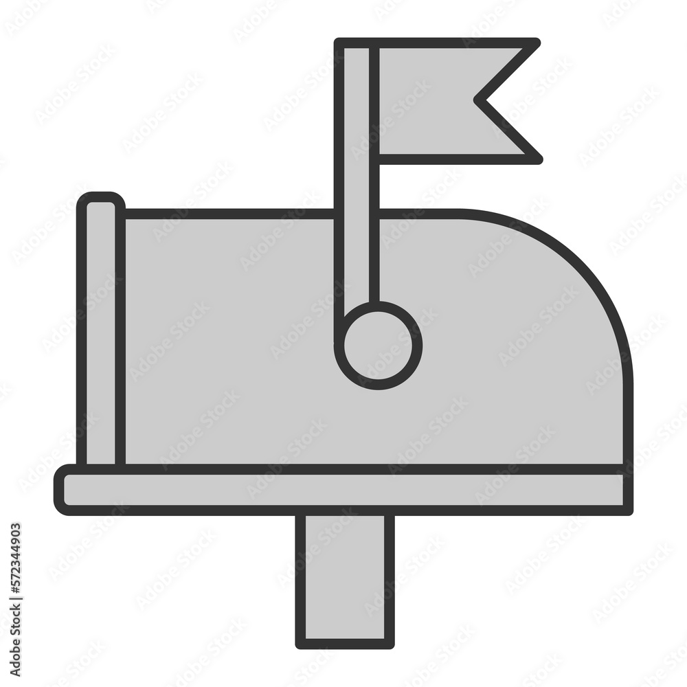 Fototapeta premium Mailbox with a raised flag - a letter has arrived - icon, illustration on white background, grey style