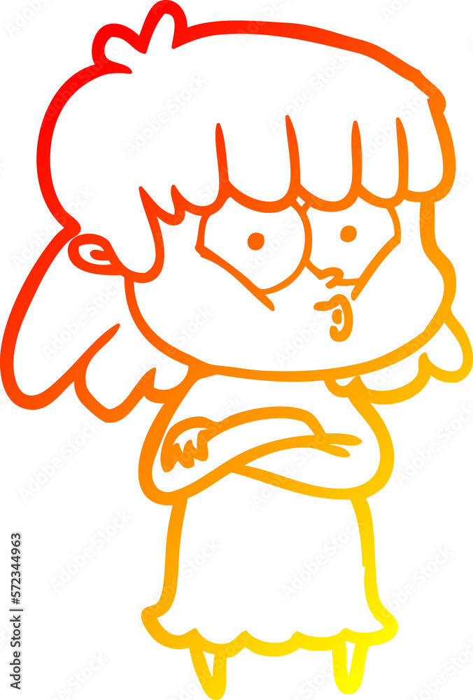 warm gradient line drawing cartoon whistling girl warm gradient line drawing cartoon whistling girl