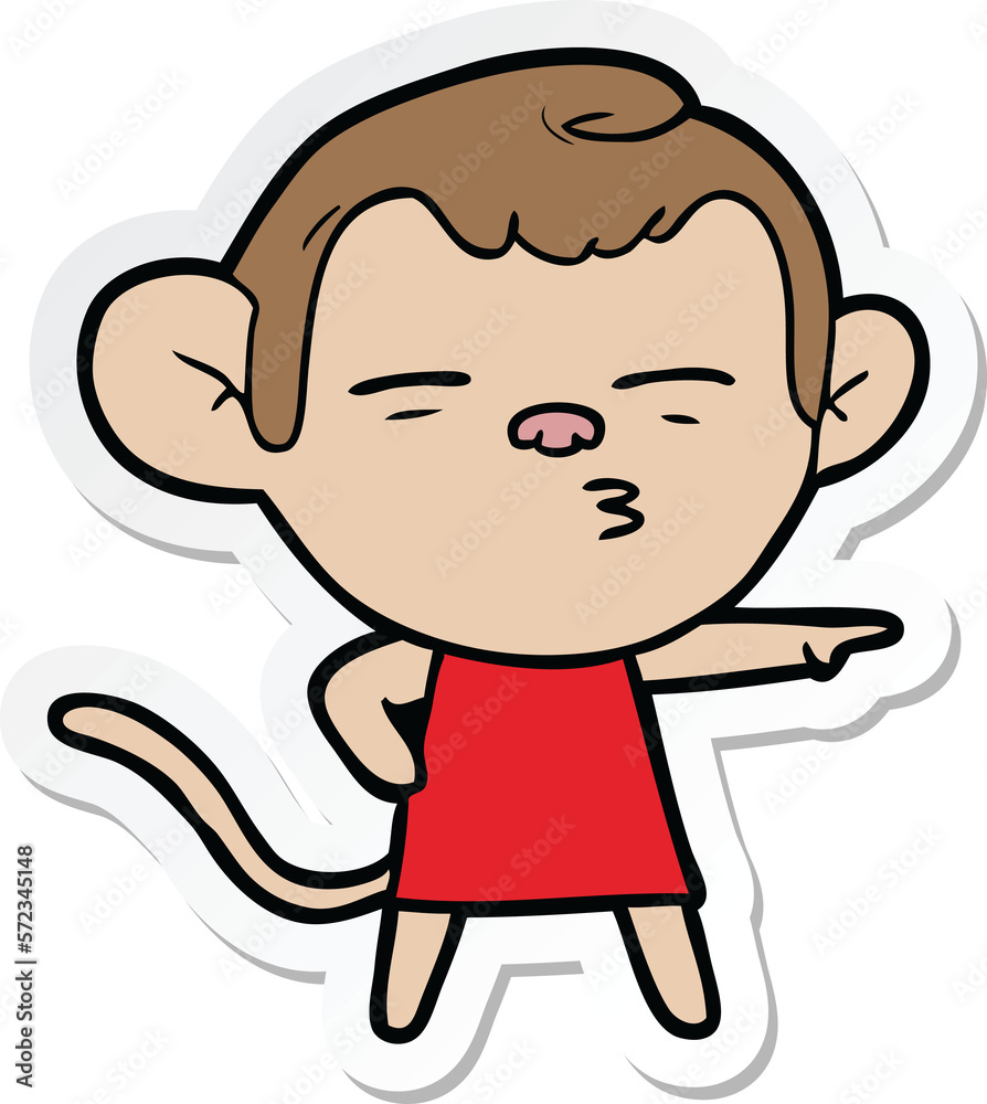 sticker of a cartoon suspicious monkey