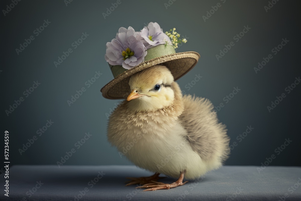 Easter chick in Easter bonnet Easter chick in Easter bonnet
