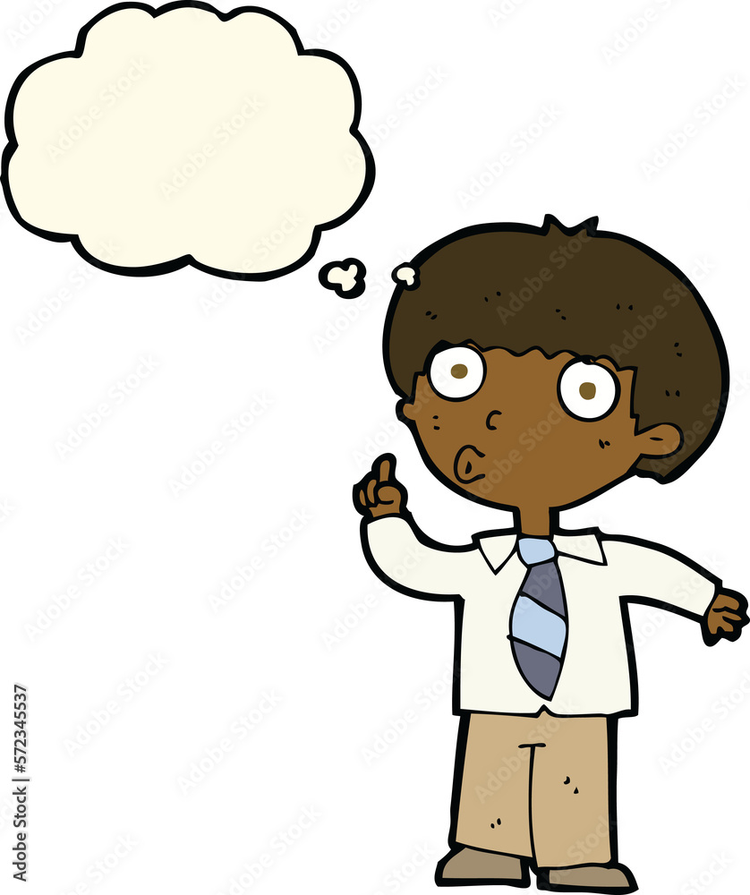 cartoon school boy with question with thought bubble cartoon school boy with question with thought bubble