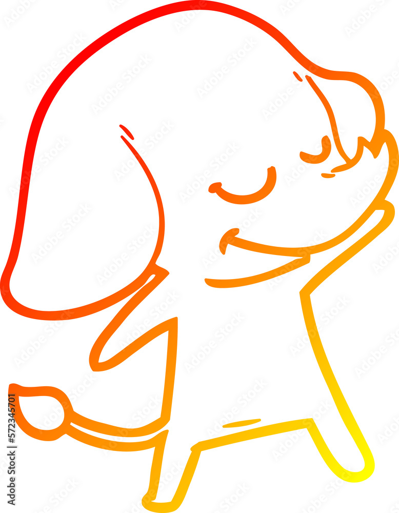 warm gradient line drawing cartoon smiling elephant warm gradient line drawing cartoon smiling elephant