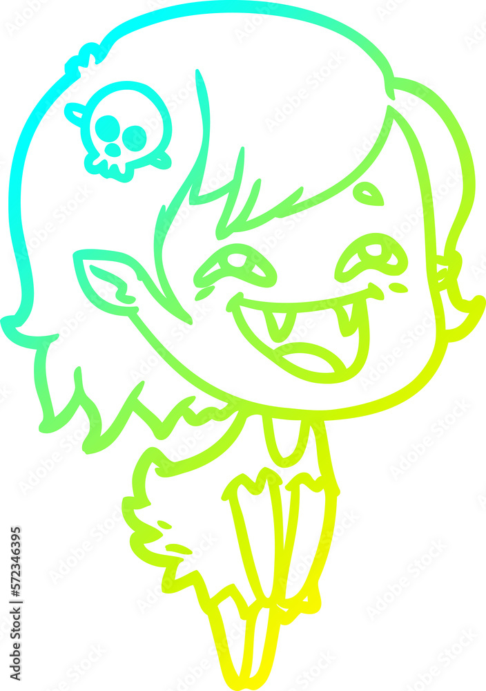 cold gradient line drawing cartoon laughing vampire girl cold gradient line drawing cartoon laughing vampire girl