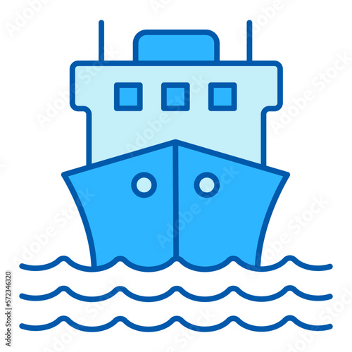 Delivery of goods and mail by sea - a ship on the waves - icon, illustration on white background, similar style