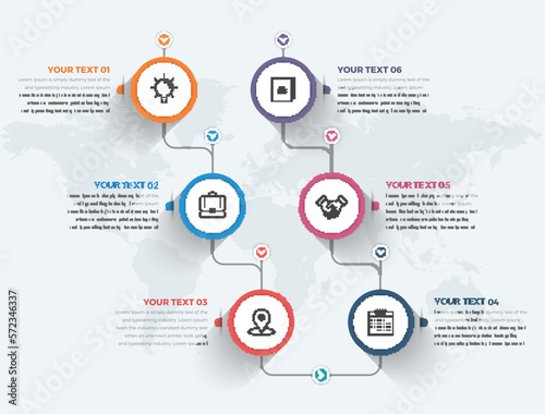 Timeline infographic concept data diagram with 6 options