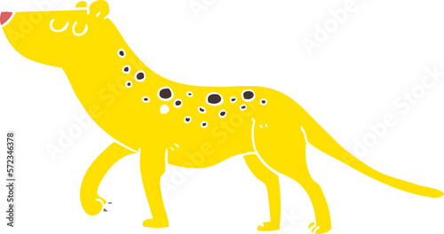 flat color illustration of a cartoon leopard
