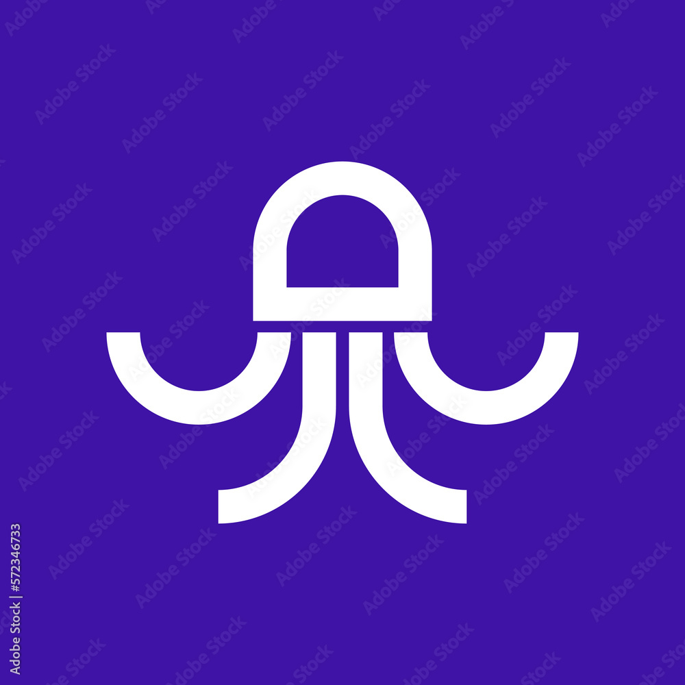 simple jellyfish line icon logo vector design, modern logo pictogram design of sea creature simple jellyfish line icon logo vector design, modern logo pictogram design of sea creature