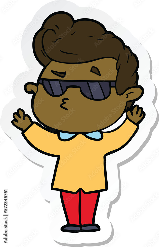 sticker of a cartoon cool guy sticker of a cartoon cool guy