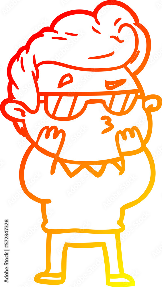 warm gradient line drawing cartoon cool guy warm gradient line drawing cartoon cool guy